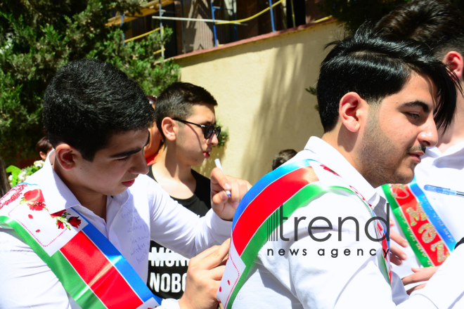 Azerbaijani schools celebrate Day of Farewell Bell. Azerbaijan, Baku,  14 June  2018