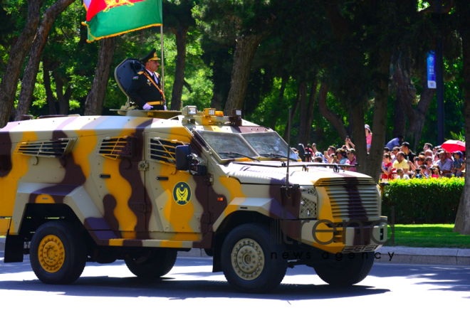 Military parade on occasion of centenary of Azerbaijani Army.