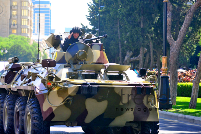 Military parade on occasion of centenary of Azerbaijani Army.