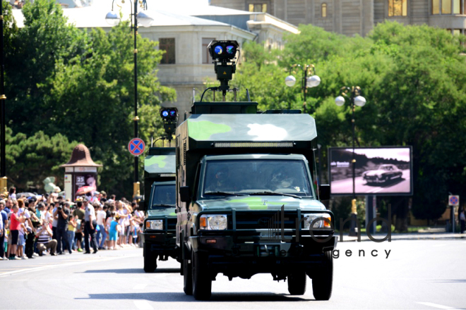 Military parade on occasion of centenary of Azerbaijani Army.