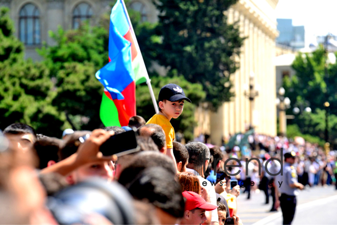 Military parade on occasion of centenary of Azerbaijani Army.