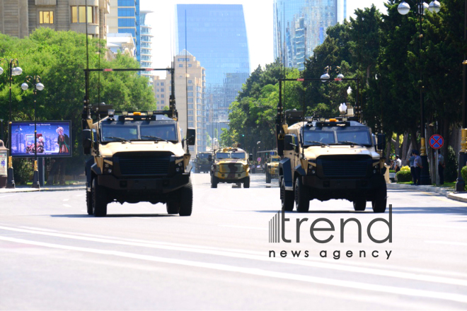 Military parade on occasion of centenary of Azerbaijani Army.