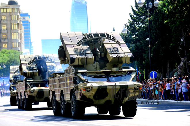 Military parade on occasion of centenary of Azerbaijani Army.