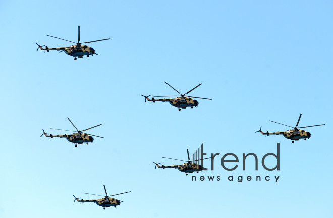 Military parade on occasion of centenary of Azerbaijani Army.