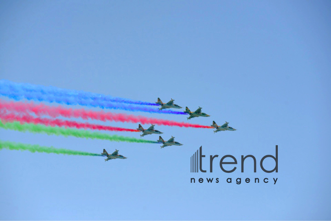 Military parade on occasion of centenary of Azerbaijani Army.