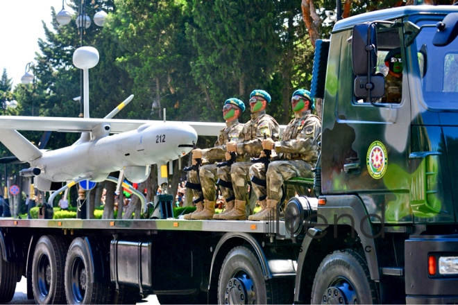 Military parade on occasion of centenary of Azerbaijani Army.