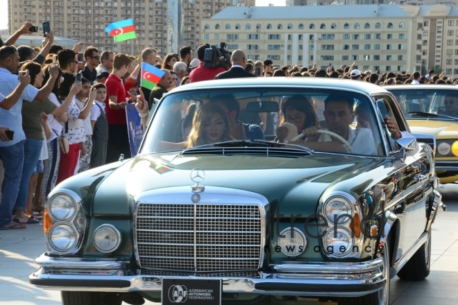 At a parade of classic cars in Baku. Azerbaijan, Baku, august 26, 2018