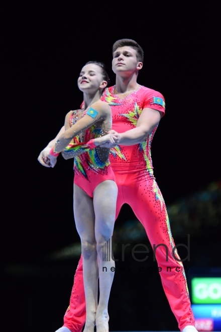 Baku hosts opening ceremony of FIG Acrobatic Gymnastics World Cup. Azerbaijan Baku 17 november 2018