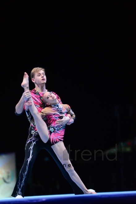 Baku hosts opening ceremony of FIG Acrobatic Gymnastics World Cup. Azerbaijan Baku 17 november 2018