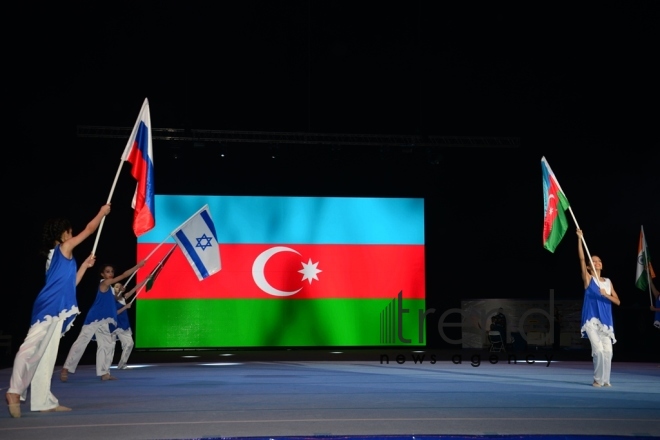 Baku hosts opening ceremony of FIG Acrobatic Gymnastics World Cup. Azerbaijan Baku 17 november 2018