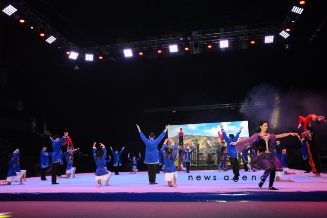 Baku hosts opening ceremony of FIG Acrobatic Gymnastics World Cup. Azerbaijan Baku 17 november 2018