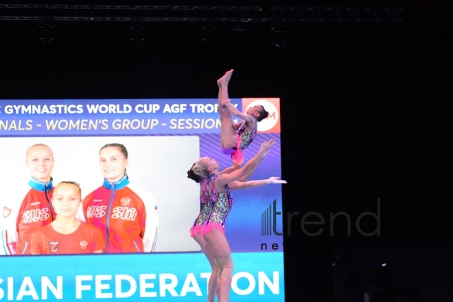 Finals of FIG Acrobatic Gymnastics World Cup kick off in Baku. Azerbaijan Baku 18 november 2018 
