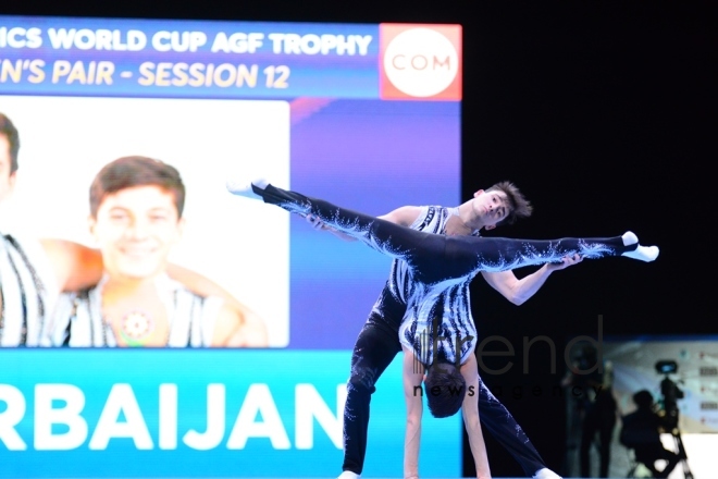 Finals of FIG Acrobatic Gymnastics World Cup kick off in Baku. Azerbaijan Baku 18 november 2018 
