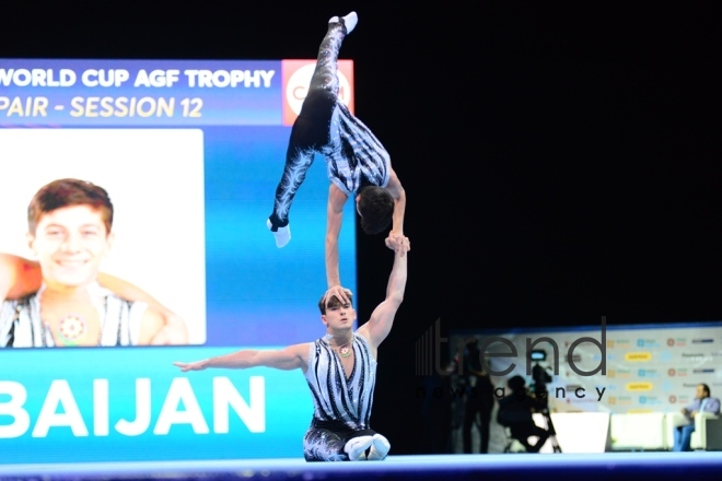 Finals of FIG Acrobatic Gymnastics World Cup kick off in Baku. Azerbaijan Baku 18 november 2018 
