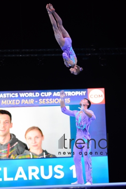 Finals of FIG Acrobatic Gymnastics World Cup kick off in Baku. Azerbaijan Baku 18 november 2018 
