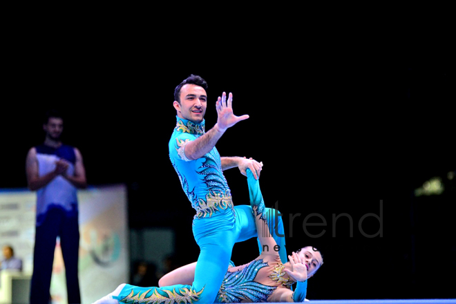 Finals of FIG Acrobatic Gymnastics World Cup kick off in Baku. Azerbaijan Baku 18 november 2018 
