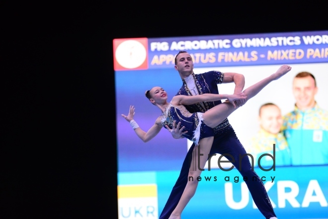 Finals of FIG Acrobatic Gymnastics World Cup kick off in Baku. Azerbaijan Baku 18 november 2018 

