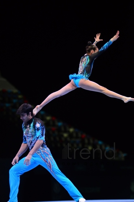 Finals of FIG Acrobatic Gymnastics World Cup kick off in Baku. Azerbaijan Baku 18 november 2018 
