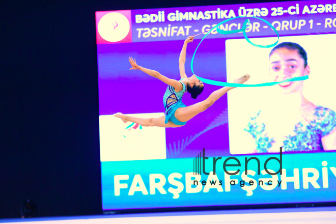 Bədii gimnastika üzrə 25-ci Azərbaycan Birinciliyinin ikinci günü başlayıb. Azərbaycan. Bakı 7 dekabr 2018