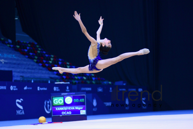 Second day of 25th Azerbaijan Championship in Rhythmic Gymnastics kicks off in Baku. Azerbaijan Baku 7 December 2018
