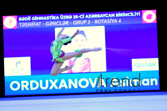 Second day of 25th Azerbaijan Championship in Rhythmic Gymnastics kicks off in Baku. Azerbaijan Baku 7 December 2018
