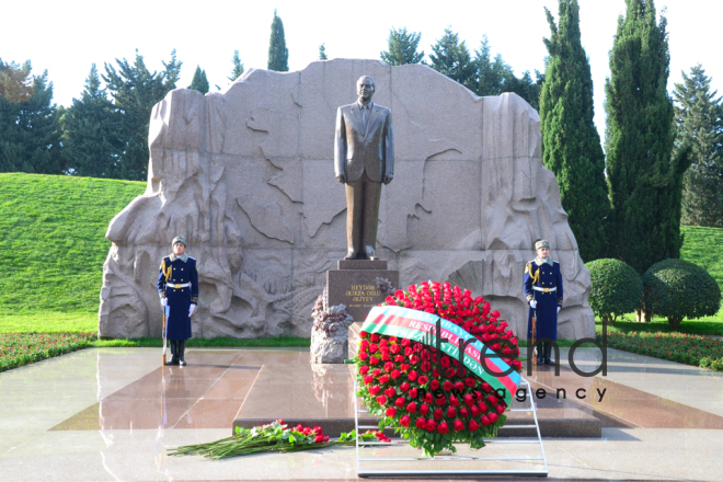Azerbaijani public reveres memory of great leader Heydar Aliyev. Azerbaijan Baku 12 December 2018