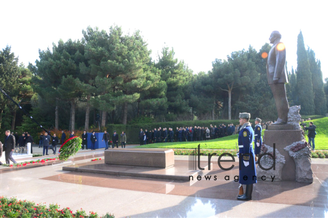 Azerbaijani public reveres memory of great leader Heydar Aliyev. Azerbaijan Baku 12 December 2018