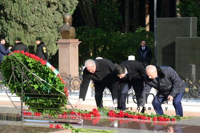 Azerbaijani public reveres memory of great leader Heydar Aliyev. Azerbaijan Baku 12 December 2018