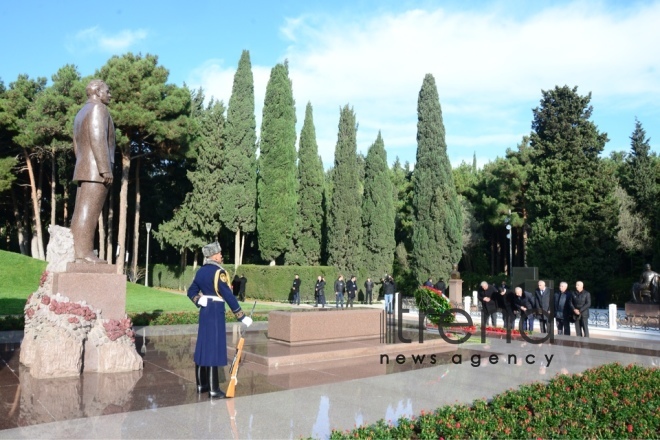 Azerbaijani public reveres memory of great leader Heydar Aliyev. Azerbaijan Baku 12 December 2018