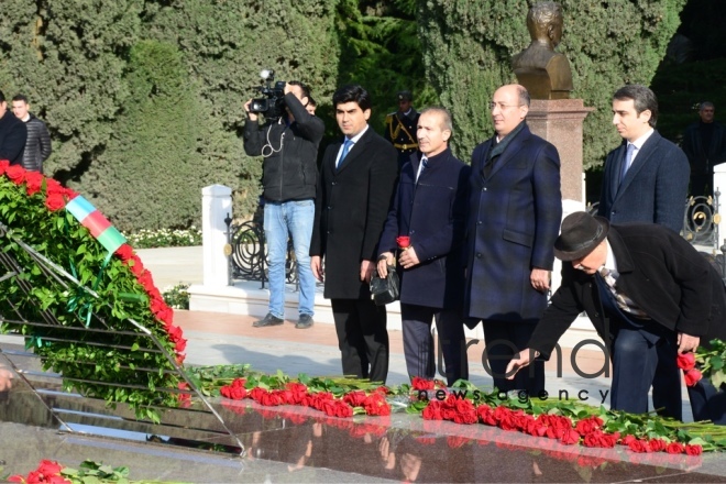 Azerbaijani public reveres memory of great leader Heydar Aliyev. Azerbaijan Baku 12 December 2018