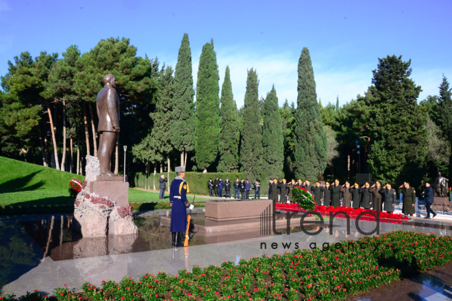 Azerbaijani public reveres memory of great leader Heydar Aliyev. Azerbaijan Baku 12 December 2018
