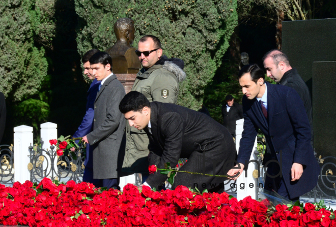 Azerbaijani public reveres memory of great leader Heydar Aliyev. Azerbaijan Baku 12 December 2018
