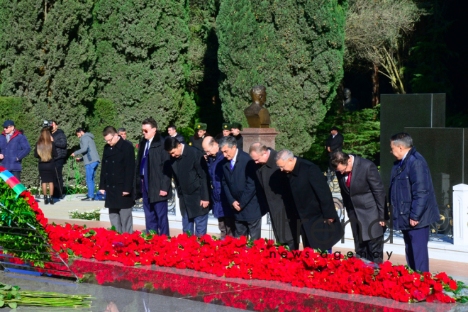 Azerbaijani public reveres memory of great leader Heydar Aliyev. Azerbaijan Baku 12 December 2018