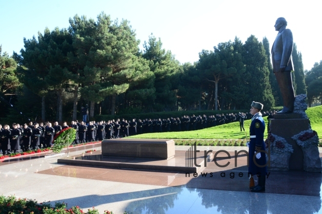 Azerbaijani public reveres memory of great leader Heydar Aliyev. Azerbaijan Baku 12 December 2018