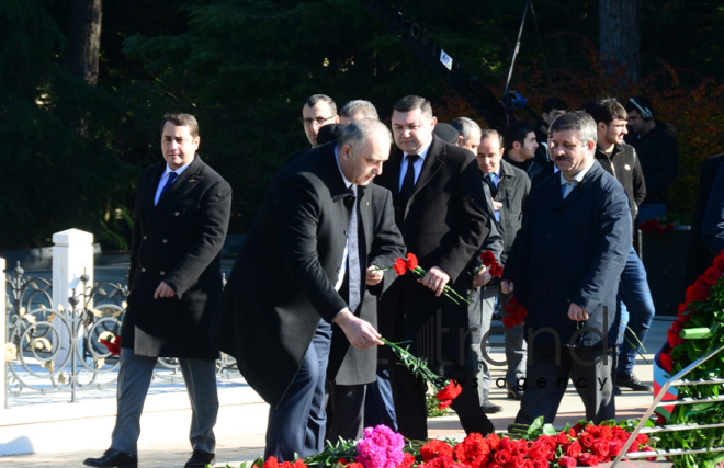 Azerbaijani public reveres memory of great leader Heydar Aliyev. Azerbaijan Baku 12 December 2018