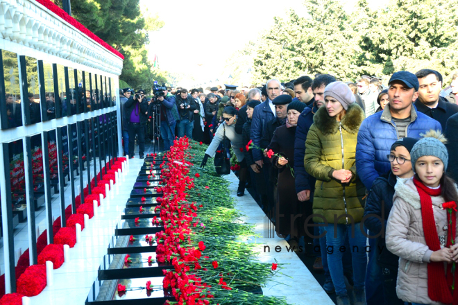 Azerbaijan commemorates 29th anniversary of January 20 tragedy. Azerbaijan, Baku, january 20, 2019