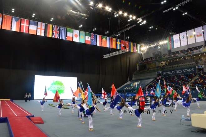 Trampoline and Tumbling World Cup opens at National Gymnastics Arena. Azerbaijan Baku 16 February 2019