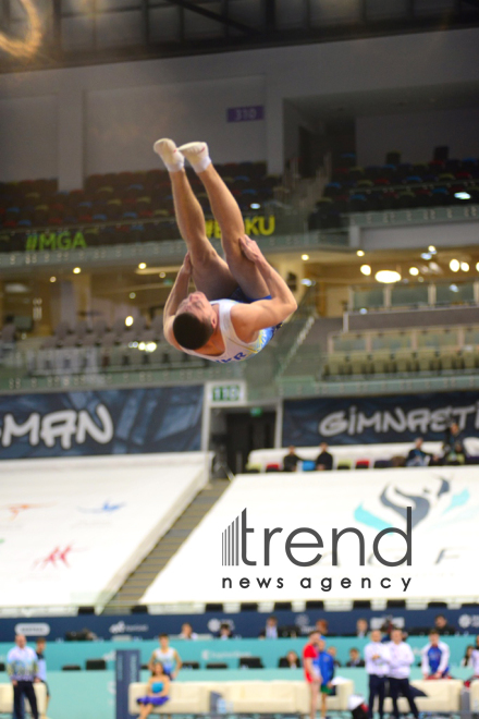 Milli Gimnastika Arenasında batut gimnastikası və tamblinq üzrə Dünya Kubokunun açılış mərasimi keçirilib .Azərbaycan Bakı 16  Fevral 2019