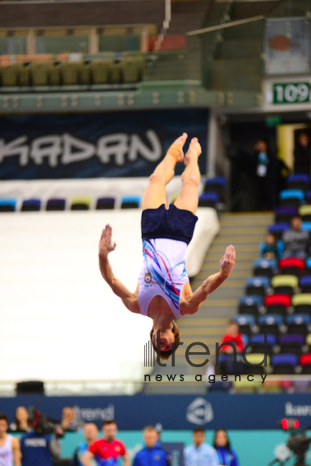 Milli Gimnastika Arenasında batut gimnastikası və tamblinq üzrə Dünya Kubokunun açılış mərasimi keçirilib .Azərbaycan Bakı 16  Fevral 2019