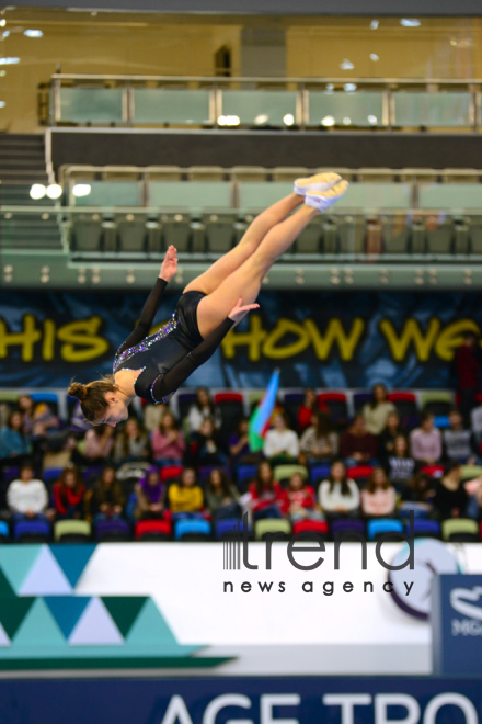 Milli Gimnastika Arenasında batut gimnastikası və tamblinq üzrə Dünya Kubokunun açılış mərasimi keçirilib .Azərbaycan Bakı 16  Fevral 2019