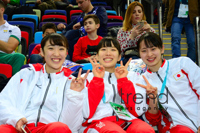 Milli Gimnastika Arenasında batut gimnastikası və tamblinq üzrə Dünya Kubokunun açılış mərasimi keçirilib .Azərbaycan Bakı 16  Fevral 2019