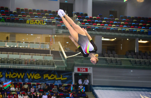 Trampoline and Tumbling World Cup opens at National Gymnastics Arena. Azerbaijan Baku 16 February 2019