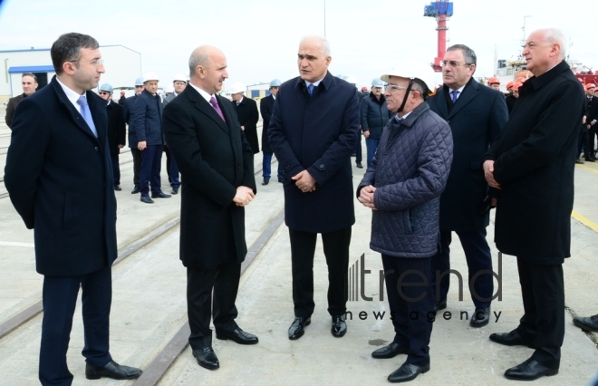 New oil tanker launched in Azerbaijan. Azerbaijan Baku 21 February 2019