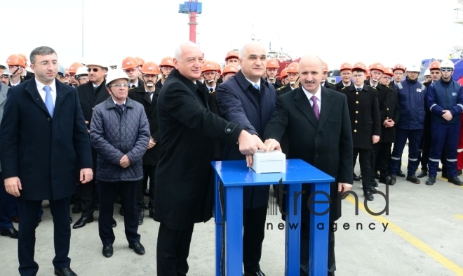 New oil tanker launched in Azerbaijan. Azerbaijan Baku 21 February 2019