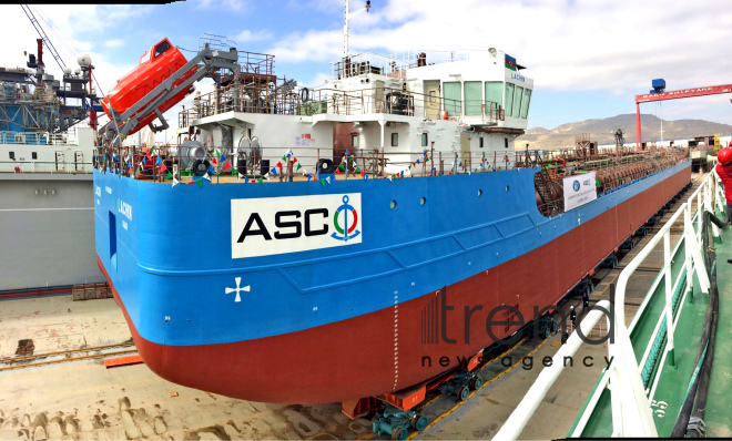 В Азербайджане спущен на воду новый танкер. Азербайджан Баку 21 февраля 2019
