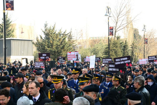 Azerbaijani public commemorates Khojaly genocide victims.Azerbaijan Baku 26 February 2019