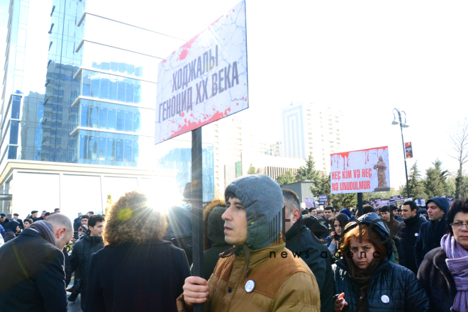 Azerbaijani public commemorates Khojaly genocide victims.Azerbaijan Baku 26 February 2019