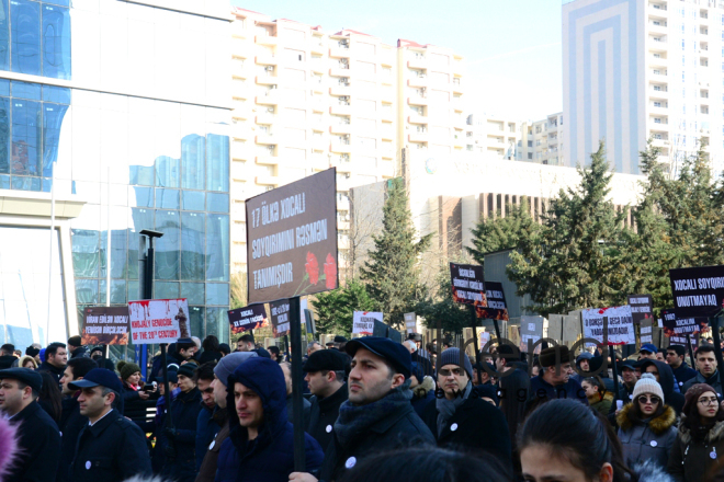 Azerbaijani public commemorates Khojaly genocide victims.Azerbaijan Baku 26 February 2019