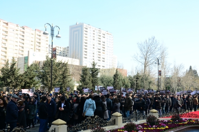 Azerbaijani public commemorates Khojaly genocide victims.Azerbaijan Baku 26 February 2019