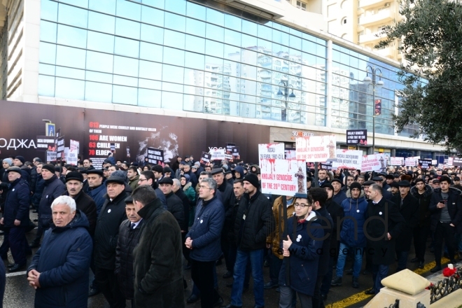 Azerbaijani public commemorates Khojaly genocide victims.Azerbaijan Baku 26 February 2019